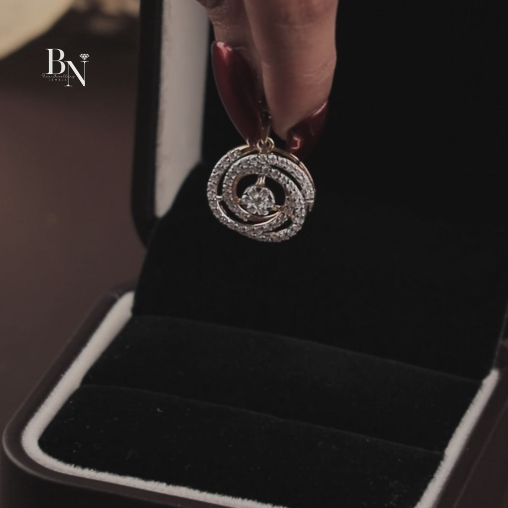 1.00 CTW Round Lab Grown Diamond Pendant | 14K Two Tone Gold Spiral Necklace | Cluster Circle Charm |  Gift for Her | IGI Certified(Only Pendant)