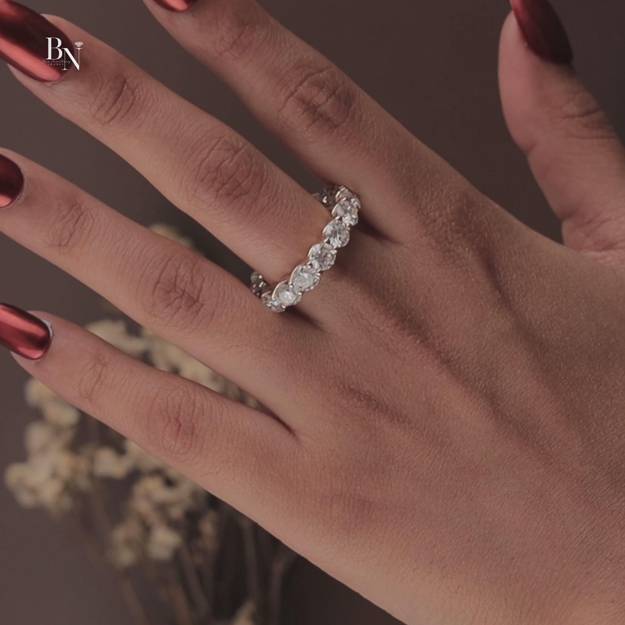 5ct Round Lab Grown Diamond Eternity Band | 14K Gold Shared Prong Wedding Ring | Full Eternity Bridal Band | IGI Certified Anniversary Band