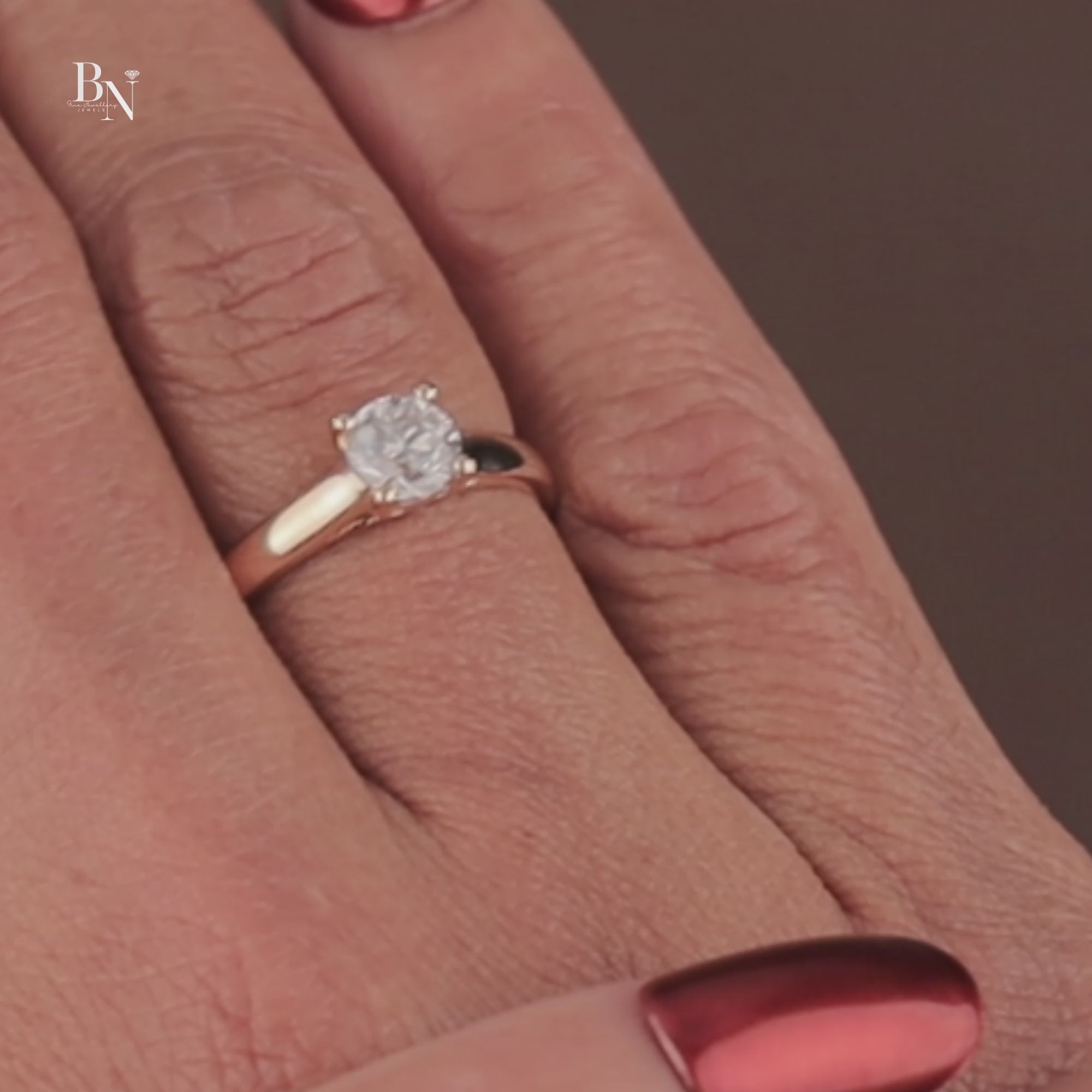 Round Brilliant Cut Lab Grown Diamond Engagement Ring | Hidden Halo Pave Band | 14K Gold Solitaire | IGI Certified Jewelry | Bridal Ring